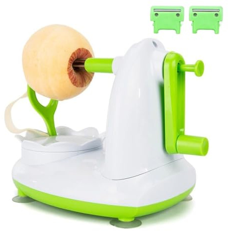 Éplucheur de pommes, éplucheur de fruits à manivelle avec lames de rechange, base d'aspiration stable, outil de cuisine en acier inoxydable pour la fabrication de tartes aux pommes de terre aux