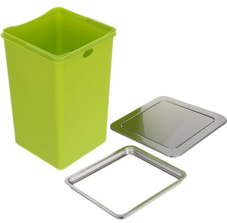ABOOFAN Cubos de Basura Empotrados de Acero Inoxidable con Tapa Abatible para Encimera de Ahorro de Espacio para Cocina y Baño Instalación Integrada Armarios Diseño Moderno y Funcional