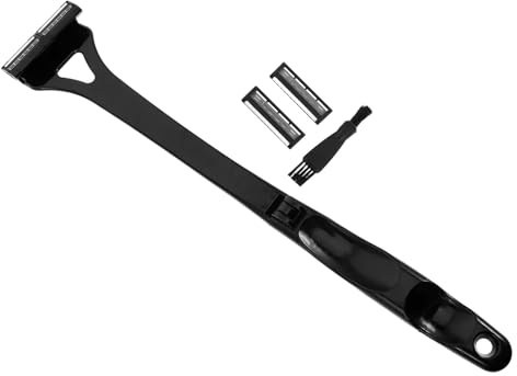 ABOOFAN Afeitadora de Espalda para Hombres con Triple Cuchilla Ajustable Recortadora Manual Corporal para Pelo Corporal Uso Seco y Mojado Portátil para Viaje y Hogar Negro