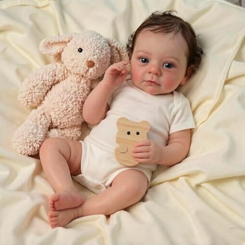 Zero pam Reborn Babypuppen aus Silikon, Ganzkörper-Puppe, 48 cm, realistische Babypuppe, anatomisch korrektes Mädchen, niedliche echte Babypuppe mit Haaren, Silikon-Baby-Puppe für Mädchen mit Zubehör