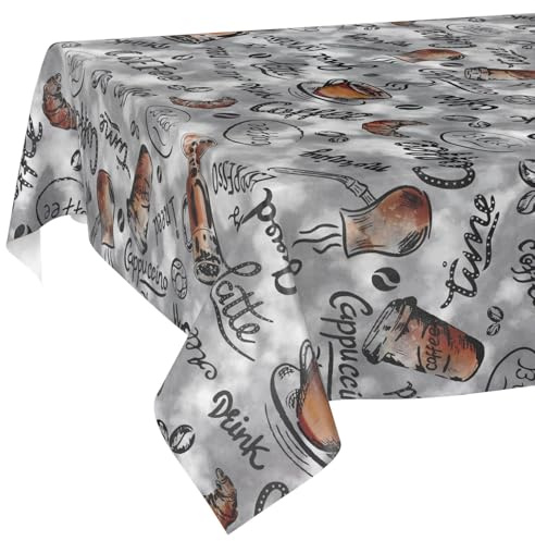 Wachstuchtischdecke Tischdecke abwaschbar Wachstischdecke pflegeleicht wasserabweisend Lotuseffekt Gartentischdecke Coffee Kaffee 100 x 140 cm Schnittkante
