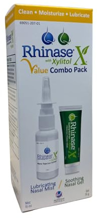 Rhinase X Value Combo Pack (15 ml Lubricating Nasal Mist & 15 ml Soothing Nasal Gel) for Dry Nose, nosebleeds