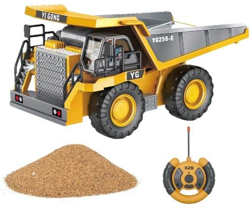 Autocarro Con Cassone Ribaltabile Telecomandato | Dumper RC Modello Grande | Escavatore Meccanico Con E Suoni | Cassonetto In Metallo Con Batteria Ricaricabile | Giocattolo Per Bambini, Ragazzi E