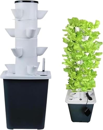 Système de culture hydroponique - Tour aéroponique de jardin avec pompe, adaptateur, minuterie, 3 trous, 5 couches pour jardinage intérieur