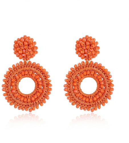 Große Boho Ohrringe Hängend für Damen Handgewebte Vantage Leichte Statement Ohrringe mit Perlen Modische Geschenke Schmuck