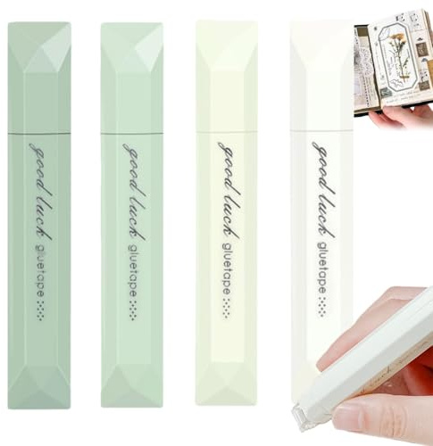 4 Stück Kleberoller Doppelseitiges Klebeband Stifte,Fotokleber Doppelseitig Selbstklebend Roller,Kleberoller Stift,Doppelseitige Klebestifte,Transparenter Klebebandstift für Karten,Fotos,Alben(Grün)