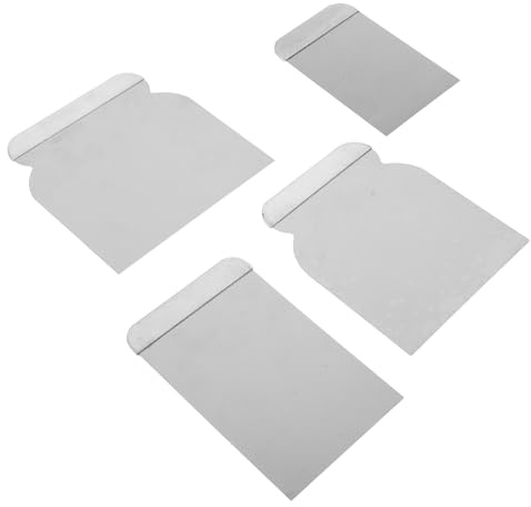 Veemoon 4 Pezzi Set Coltelli per Stucco in Acciaio Inossidabile Argento Impugnatura Ergonomica e Leggerezza per Applicazione Intonaco e Decorazione Pareti