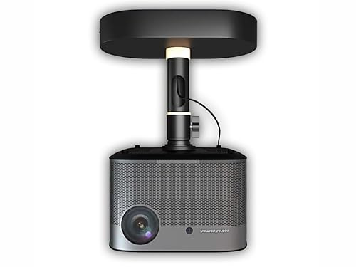Voronetti Soporte de techo para proyector – Compartimento de alimentación integrado, carga 10 kg, longitud ajustable 18-48 cm, articulación semiesférica 360°, cable oculto