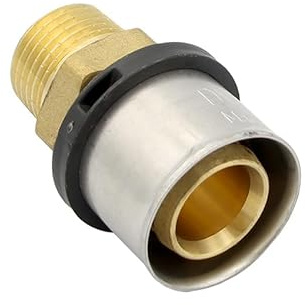 Pipetec Pressfitting Übergang 26x3 mm 1/2 Zoll Aussengewinde TH Kontur Verbundrohr, DVGW, TH-Profil