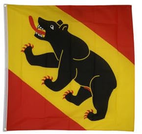 Flaggenfritze Hissflagge Schweiz Kanton Bern 120 x 120 cm - quadratische Kantonsfahne für Mast, Garten & Event - 2 Metallösen