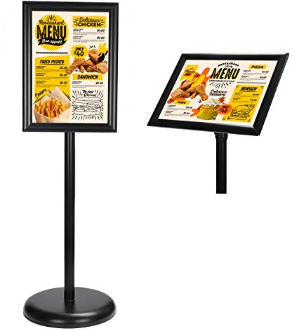 BELLE VOUS Schwarzer Plakathalter A4 Verstellbarer Infoständer - Bodenständer aus Aluminium - Aufsteller A4 - Klapprahmen A4 für Hoch- und Querformat - für Hochzeiten, Messen, Einzelhandel & Menüs