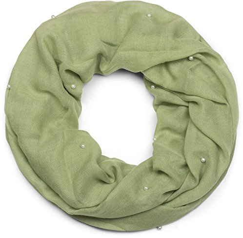 styleBREAKER Damen Schlauchschal Perlen Baumwoll Mix | 90x70 cm großes leichtes Tuch, 2- bis 3-mal um den Hals wickelbar, kratzfreies Gewebe für Frühling und Sommer.