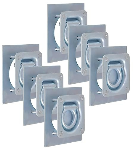 vidaXL 6 x Lashing Eyelets for Trailer Counter Plate Screw Spring Washer Bolts Lashing Hooks Load Securing Galvanised Steel 2000 kg