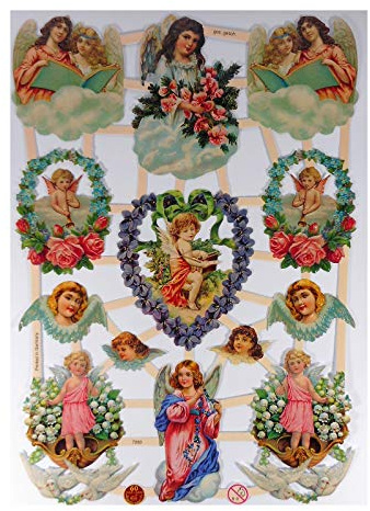 Glanzbilder EF 7283 Engel Mädchen Wolken Blume Posiebilder Scrapbook Deko GWI 606