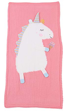 Odot Strickdecke Babydecke Kuscheldecke Einhorn, Kinderwagen im Freien Kinderdecke Krabbeldecke Perfekt für Mädchen und Jungen Babys Geschenk Gaze-Speicheltuch (60 * 120cm,Nordisches Rot)