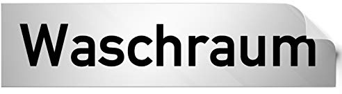 Kinekt3d Leitsysteme Folienschild Türschild • Waschraum • PVC Hinweisschild • 160 x 40 mm Silber • selbstklebend • Kratzfester Druck • UV Beständig