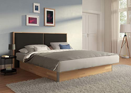 SuMa - Wasserbetten 180x210 dual freistehend m. Sockel Kernbuche und Kopfteil Duetto, Farbe anthrazit 180x210 cm