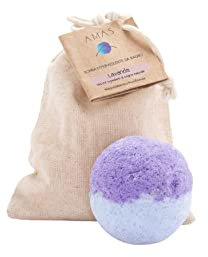 AMAS Bomba Effervescente Profumata da Bagno - Riequilibrante e Purificante- Olio Essenziale Lavanda- Fatta a mano in Italia - Naturale, Vegan e Plastic Free - Profumata - Aromaterapia - Idea Regalo