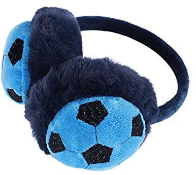 Kids Cute Football Earmuffs Ear Warmers for Boys Girl Warm Soccer Earmuffs Head Band Winter Furry Plush Ear Covers for Sports Outdoor Running Walking in Cold and Freezing Weather