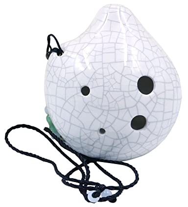 Alnicov 6-Loch-Ocarina,Weinflasche Stil Alto C Ocarina,Ice Crack glasiert Craft White