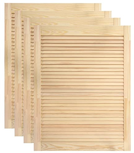 Tidyard 4 STK. Lamellentür Möbeltür Schranktür Offene Lamellen Holztür Möbel Tür Lamellentüren Unbehandeltes Holz Massivholz Kiefer 69x49,4 cm - Braun - Shaker-Stil