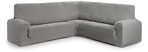 Milica Husse für symmetrisches Ecksofa | Superelastischer Stoff, perfekte Passform und Rundumschutz | Waschbare elastische Husse, rutschfest und weich – Farbe: Grau, Größe Normal (bis 450 cm)