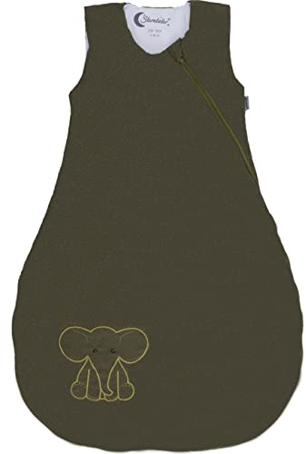 Sterntaler Baby Unisex Schlafsack Baby Funktionsschlafsack 110cm Elefant Eddy - Schlupfsack Baby, Pucksack Baby - dunkelgrün, 110cm