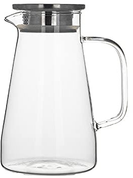 CLoxks Karaffe Glaskrug mit Deckel, heißes/kaltes Wasserkanne, Saft und Eistee-Tee-Getränk-Karaffe Wasserflasche