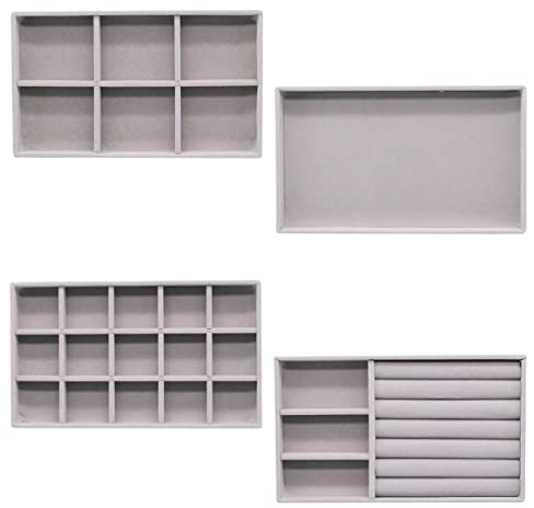 VicBou Jewelry Trays Organizer, Jewellery Drawer, Jewelry Storage Case, Stackable Jewellery Tray, for Earring Bangle Bracelet Necklace and Rings Storage Jewellery Box Earring Holder, Grey