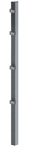 Alberts 677909 Zaunpfosten mit Klemmlasche und Zubehör | feuerverzinkt, anthrazit kunststoffbeschichtet (RAL 7016) | Länge 1200 mm | 60 x 40 mm