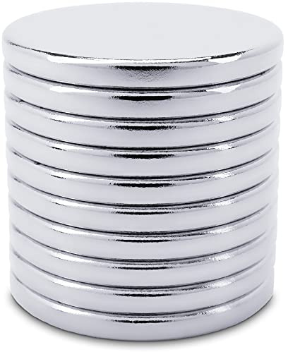 Sensei 10 Piezas Imán Redondo de neodimio de 20x2 mm, Juego de pequeños imanes cilíndricos Muy potentes para pizarras magnéticas y neveras