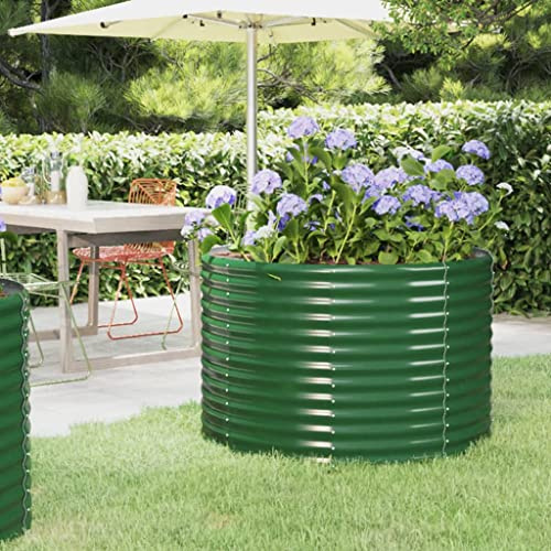 puraday Jardinière de Jardin Acier Enduit de Poudre 100x100x68cm Vert Pot à Fleurs Corps Robuste Lit Surélevé de Patio Fournir Suffisamment d'espace Planter Plantes Légumes Herbes Aromates