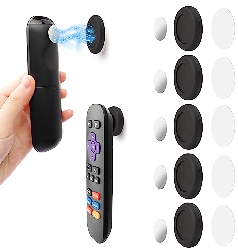 FIDWALL 5er Pack Magnetischer Fernbedienungshalter Wandmontage Halterungen Ohne Bohrlöcher Telefonauflade-Organizer Aufbewahrungsbehälter für Zuhause Büro Schule - Starke Magnete (Pro-Schwarz)