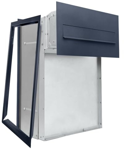 Buzón de Pared PN620 Profundidad 190-260mm Buzón Correos Exterior para empotrar con Máscara 2 Llaves Incluidas Buzón de Pared para Cartas Exterior Buzón Correos (Antracita)