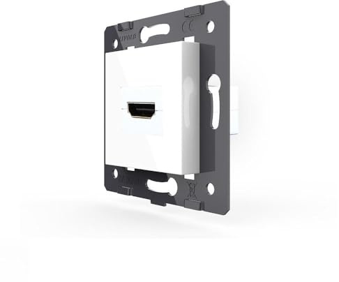 LIVOLO HDMI 2.0 Einbaudose 90° Winkel Buchse Adapter D-Typ Konverter Wanddose Anschlussdose im Metallrahmen für die Standard Unterputzdose Montage in Weiß High Speed XJY-HDMI-04-01-Metal