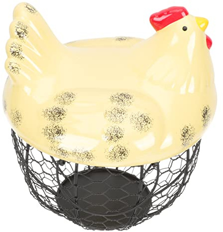 MAGICLULU Wire Egg Basket Hen Shape Household Storage Basket Iron Fruit Bowl Steel Wire Mesh Large Capacity Container