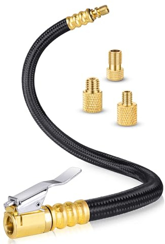 Tubo de extensión de inflador de neumáticos de 12 Pulgadas, Adaptador de Manguera de portabrocas de Bomba de neumáticos con válvula Presta para compresor de Aire de inflado rápido, Tubo de Alta