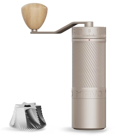 MAVO Manual Coffee Grinder, Phantox Pro Burr Coffee Grinder, Professional 45mm Stainless Steel Grinding Core, Capacity 30g, 120 Clicks Adjustment, Hand Coffee Grinder for Espresso, Pour Over, Silver
