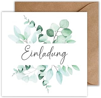 10er Set Einladungskarte Hochzeit mit Umschlag - EInladung für Geburtstag Hochzeit Feier - Klappkarte Konformation Kommunion (125 x 125 mm)