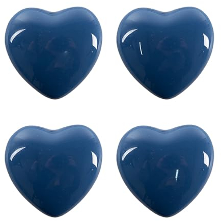 Clayre & Eef Türknauf 4er Set Herz Ø 4 cm Blau Keramik Möbelknopf