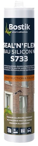 BOSTIK S733 Seal´n´Flex Bau Silikon Silbergrau – Neutraler Universalsilikon, Schimmelresistent, Dauerelastisch, Anstrichverträglich, Für Innen- und Außenbereich, 300ml