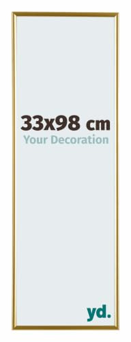 Your Decoration - Bilderrahmen 33x98 cm - Gold - Bilderrahmen aus Kunststoff mit Acrylglas - Antireflex - 33x98 Rahmen - Evry