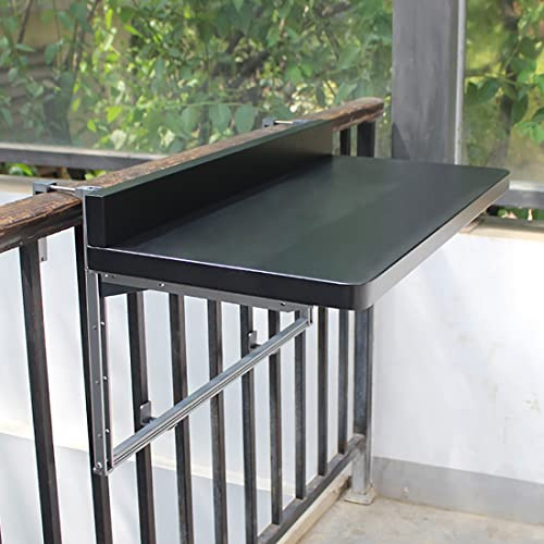 Balkon-Klapptisch Zum Aufhängen, Balkontisch Zum Aufhängen, Balkongeländer-Hängetisch, Klappbarer Balkon-Tisch, Verstellbare Wand-Beistelltische Für Terrasse, Garten, Außen- Und Innenbereich (Schwarz