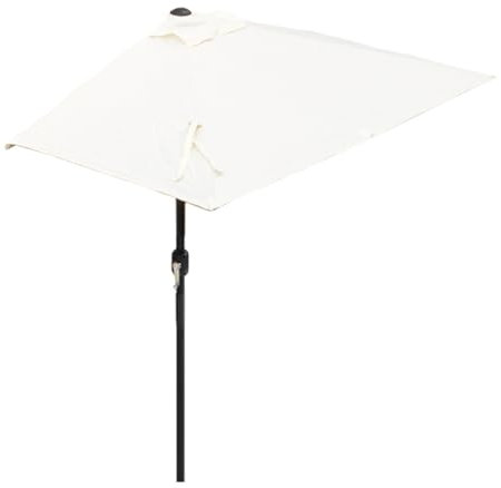 DJJYCTNM Demi Parasol – Parasol Balcon de 6,6 Pieds avec Manivelle Facile À Incliner – Demi-parasol Extérieur pour Terrasse – Petit Auvent pour Balcon, Table ou Terrasse (Color : White)