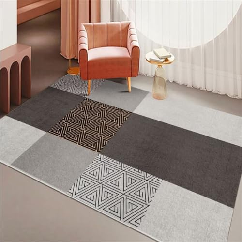 DJHWWD Bodenschutzmatte Teppich Teppich Nach Mass Einfacher, geometrischer Design, moderner Teppich, Rutschfester, langlebiger Teppich 120x160CM grau The Carpet Teppich Teppiche Waschbar