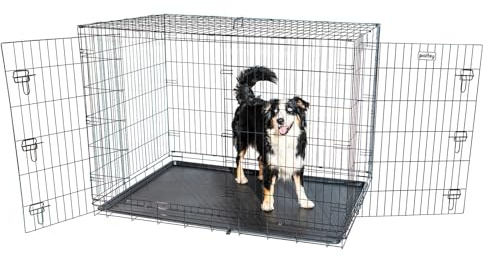 PAITSY Fortressoo3XL hundbur, transportlåda för stora hundar 137 x 94 x 114 cm, vikbar, 2 dörrar, avtagbar bricka, inomhusbruk
