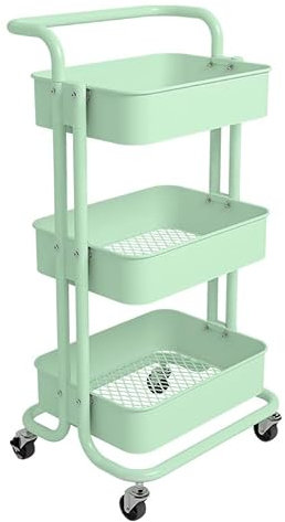 SDA287MZ Servierwagen Kleines Einkaufswagen-Lagerregal, bodentiefes Schlafzimmer, Küche, Wohnzimmer, mehrschichtiges Snack-Lagerregal, mit beweglichem Lagerregal mit Rädern Barwagen(Green)