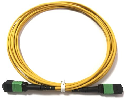 Elfcam® - Cavo in fibra ottica da 10 m, 12 fibre MPO/APC femmina a MPO/APC femmina, polarità di tipo B, monomodale OS2 per 40G QSFP+, 100G QSFP28, 10 metri