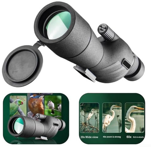 Compact Design 25 75x60 Spektiv für Vogelbeobachtung, inklusive Stativ und Smartphone-Adapter (Schwarz)