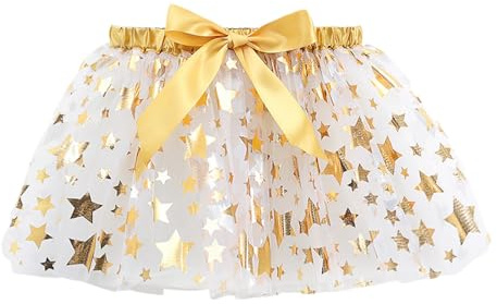 Sonnena Falda Ballet Niña Estrella de Lentejuelas, Falda Tul Niña, Mini Falda de Tul En Capas, Faldas Corta Esponjoso para Niñas, Disfraz de Baile Carnaval para Rendimiento Fiesta